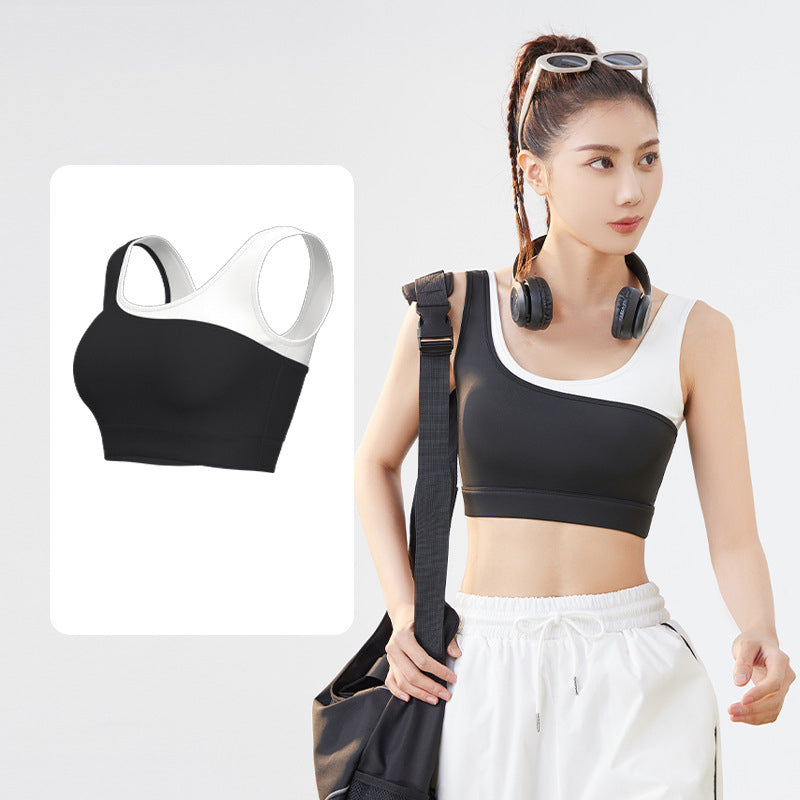 Yoga bra top with cups, open back, U-neck, 4 colors, no wires, wide shoulder straps, wide hem, sports, fitness, stylish, stretchy, sweat-wicking, quick-drying, cute, large size, pretty, S-XXL