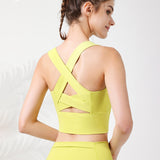 Yoga bra top with cups, back cross, open back, push-up, no wires, padded, wide shoulder straps, wide hem, sports, fitness, Pilates, running, hot yoga, sexy, 5 colors available, SL