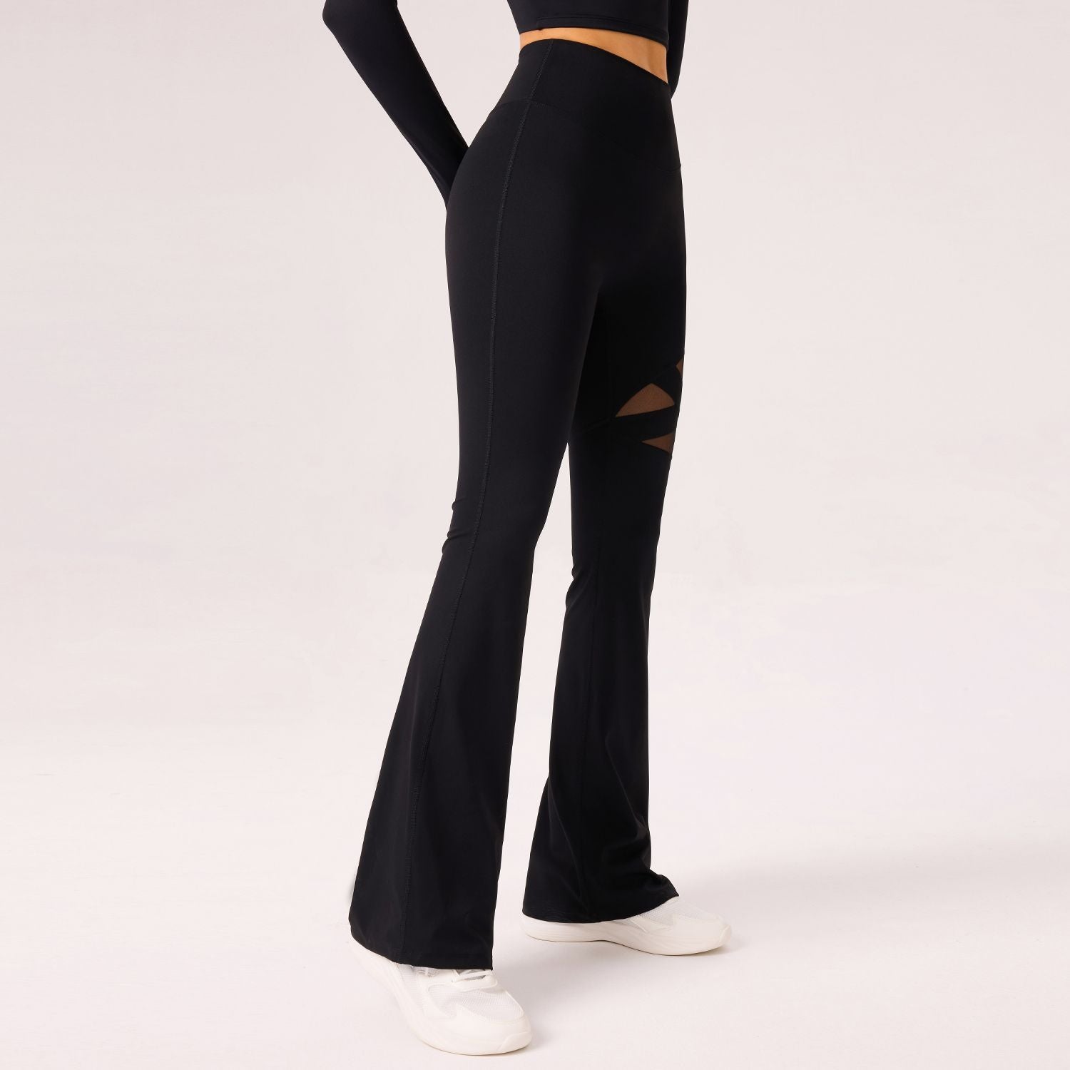 ヨガレギンス 美尻 美脚 ヒップアップ 着圧 シームレス タイツ ストレッチ フレアパンツ メッシュ フィットネス ピラティス ハイウエスト きれいめ 骨格ストレート 全4色