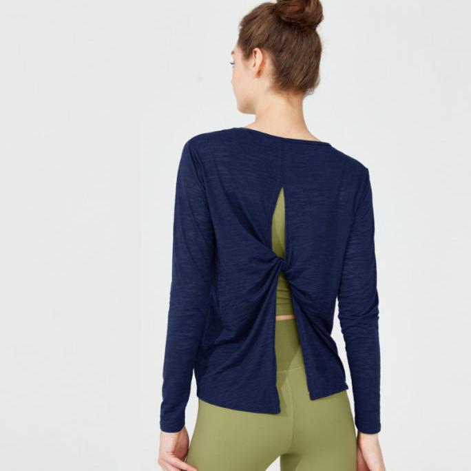 秋冬の女性用ヨガウェア、新作長袖Tシャツ、速乾性スポーツトップス、ランニングフィットネスウェア、大きいサイズのフィットネスブラウス