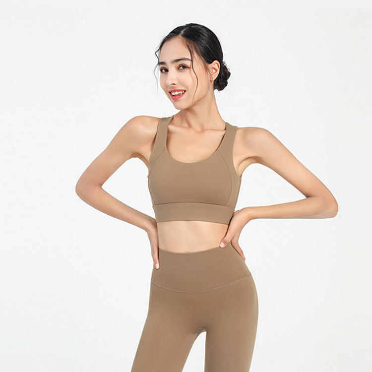 Bra top, yoga wear, top, with cups, open back, no shaking, fuller, no wires, large bust, wide shoulder straps, buckle, stretchy, comfortable, recommended, plain, 5 colors available, sports, fitness, gym, Pilates, running, hot yoga, S-XL