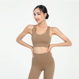 ブラトップ ヨガウェア トップス カップ付き 背中開き 揺れない 盛れる ワイヤーなし 大胸 広幅肩紐 バックル ストレッチ 快適 おすすめ 無地 全5色 スポーツ フィットネス ジム ピラティス ランニング ホットヨガ S-XL