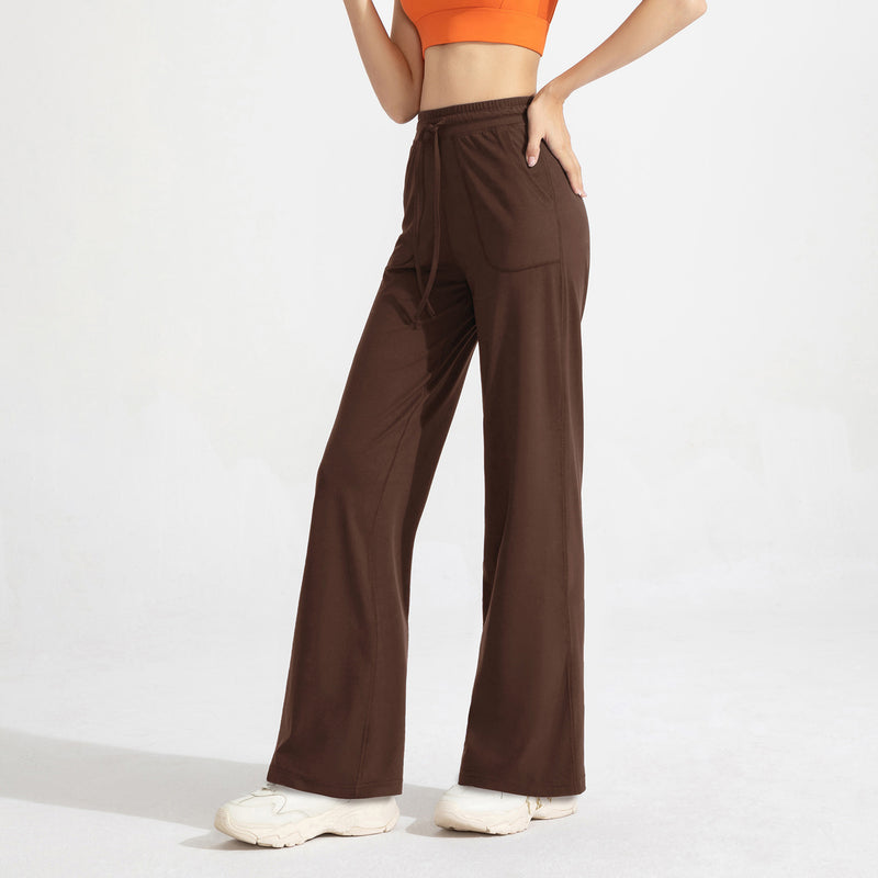 Yoga pants, jogger pants, gaucho pants, beautiful legs, with pockets, drawstring, ribbon, stylish, loose, high waist, soft, casual, chubby, 4 colors, sports, fitness, Pilates, running, S-XL