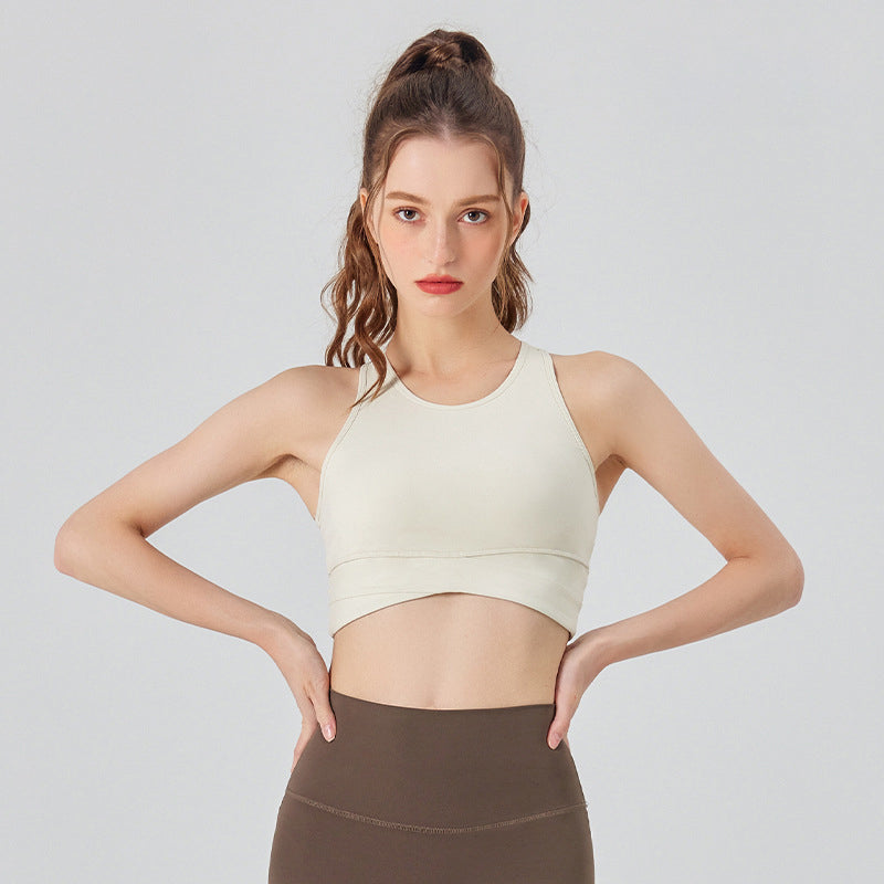 Bra top, yoga wear, top, with cups, open back, push-up, no shaking, no wires, cross, wide shoulder straps, stays in place, sports, fitness, Pilates, hot yoga, running, stretching, comfortable, quick-drying, pretty, 4 colors available, S-XL