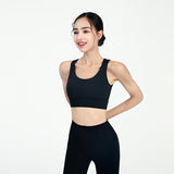 ブラトップ ヨガウェア トップス カップ付き 背中開き 揺れない 盛れる ワイヤーなし 大胸 広幅肩紐 バックル ストレッチ 快適 おすすめ 無地 全5色 スポーツ フィットネス ジム ピラティス ランニング ホットヨガ S-XL