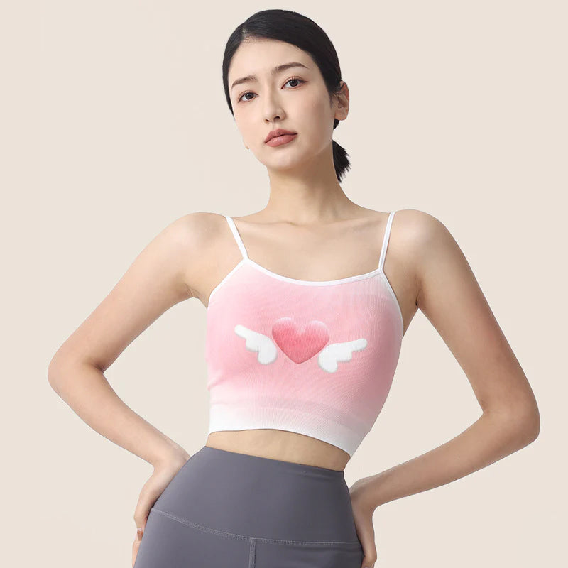 ヨガ ブラトップ カップ付き 背中開き ブラジャー パッド入り インナー ワイヤーなし 吸汗速乾 ストレッチ おしゃれ 可愛い カラフル 全11色 スポーツ フィットネス ピラティス  F