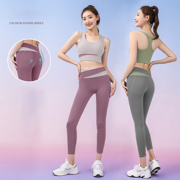 ブラトップ+レギンス ヨガセット カップ付き ワイヤーなし 盛れる U