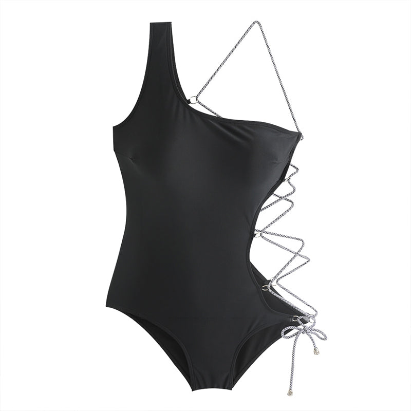 One-piece swimsuit, sexy for adults, Ins-style bustier, slimming, sexy, openwork, padded, S~XL