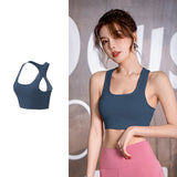 Bra top, yoga top, U-neck, with cups, wide shoulder straps, no wires, 8 colors, breathable, tulle, switching, thin, sweat-absorbing, quick-drying, open back, super flattering, pretty, cute for adults, fitness, sports, Pilates, running, large sizes, S~XXL