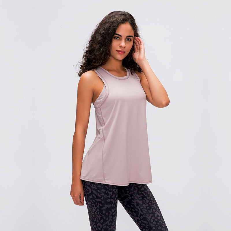 Camisole Yoga Top Round Neck Sleeveless Solid Color Lightweight Casual Easy to Match 4~12