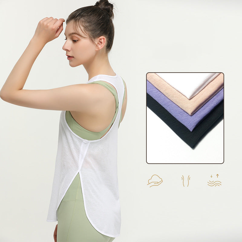Yoga top, U-neck, 4 colors to choose from, lightweight, breathable, quick-drying, sweat-absorbing, belly-covering, sweet, elegant design, casual, pretty, cute, retro, full of likeability! S~XL