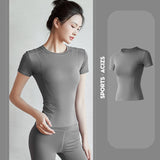 Yoga top, short sleeves, round neck, 6 colors to choose from, sports, fitness, breathable, sweat absorbent, durable, stylish, simple, slimming, stylish, retro, fashionable, S~XXXL