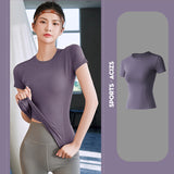 Yoga top, short sleeves, round neck, 6 colors to choose from, sports, fitness, breathable, sweat absorbent, durable, stylish, simple, slimming, stylish, retro, fashionable, S~XXXL