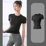 Yoga top, short sleeves, round neck, 6 colors to choose from, sports, fitness, breathable, sweat absorbent, durable, stylish, simple, slimming, stylish, retro, fashionable, S~XXXL