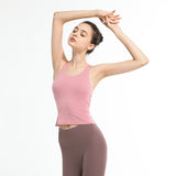Camisole, yoga top, bare top, sleeveless, padded, plain, sports, quick-drying, charming, fashionable, sexy for adults ~ S~XL