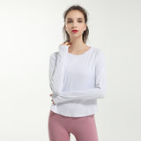 Yoga Tops, Long Sleeves, Round Neck, Solid Color, Sports, Breathable, Quick Drying, Open Back, Openwork, Retro, Daily, Popular, Sexy, S~XL