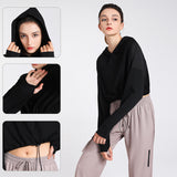 Long sleeve yoga top, solid color, drawstring, sports, casual, sweet, stylish, S~XL