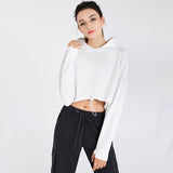 Long sleeve yoga top, solid color, drawstring, sports, casual, sweet, stylish, S~XL