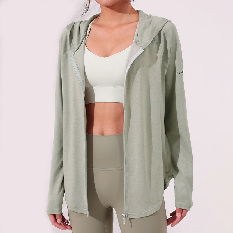 Yoga tops, outerwear, long sleeves, 4 colors to choose from, breathable, quick drying, sweat absorbent, belly cover, simple, stylish, fashionable, popular, S~L