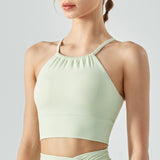 Yoga tops, bra tops, U-neck, frills, with cups, back cross, stretch, no shaking, open back, belly button exposed, 6 colors, breathable, sweat absorbent, quick drying, super big, padded, slimming, slim, cute for adults, sports, fitness, S~XL