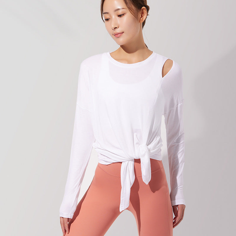 Long sleeve yoga top, round neck, long sleeve, solid color, fitness, sports, full of temperament, training, women's, S~L