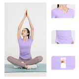 Yoga top, short sleeve, V-neck, 6 colors to choose from, breathable, quick-drying, sweat-absorbent, lightweight, sports, slimming, sweet, stylish, elegant, everyday, charming, S~XL