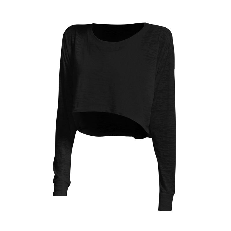 Yoga top, long sleeves, round neck, 2 colors to choose from, breathable, quick drying, sweat absorbing, thin, sports, sweet, stylish, unique design♪ Easy to match, elegant, daily wear, fashionable, retro, S~XL