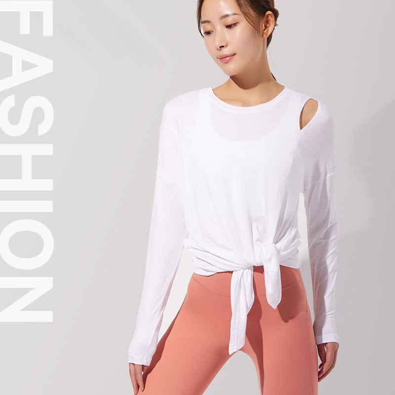 Long sleeve yoga top, round neck, long sleeve, solid color, fitness, sports, full of temperament, training, women's, S~L