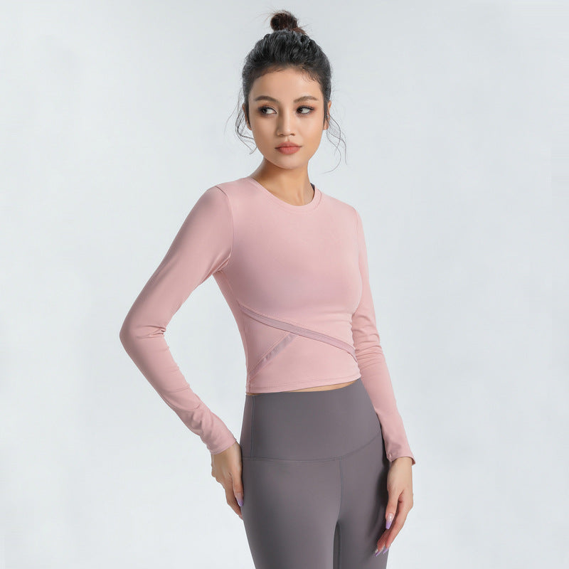 Yoga Tops Long Sleeve Round Neck 4 Colors to Choose From Switching High Waist Fitness Sports Breathable Stylish Elegant Sweet S~XL