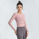 Yoga Tops Long Sleeve Round Neck 4 Colors to Choose From Switching High Waist Fitness Sports Breathable Stylish Elegant Sweet S~XL