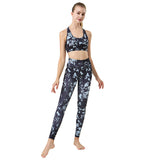 Yoga Set Slim Korean Style♥ U-neck Print 4 Colors to Choose From High Waist Breathable Quick Drying Sports Fitness Sweat Absorbing Hip Lift Pad Open Back Non-Wired Ankle Length S-XL