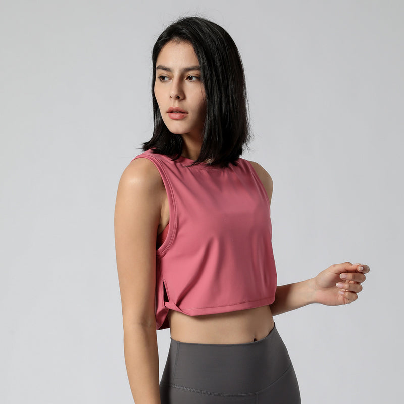 Yoga top, round neck, 4 colors to choose from, breathable, quick-drying, sweat-absorbent, belly cover, stylish, slimming, elegant, retro, cute for adults, daily, S~XL