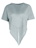 Short Sleeve Yoga Tops Round Neck Solid Color Fitness Casual Stylish Sports Yoga Wear S~XL