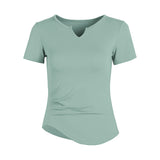 Yoga top, short sleeve, V-neck, 6 colors to choose from, breathable, quick-drying, sweat-absorbent, lightweight, sports, slimming, sweet, stylish, elegant, everyday, charming, S~XL