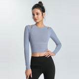 Yoga tops, long sleeves, slim, round neck, solid color, 4 colors to choose from, thin, fitness, super flattering, cute, feminine, pretty, S~XL