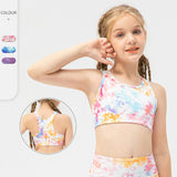 Kids Yoga Bra Top, Round Neck, Print, Junior, For Kids, Cute, Soft, Nylon, 3 Colors to Choose From, Girls, Color Scheme, Quick Drying, Lightweight, Open Back, Pilates, Off Shoulder, Highly Elastic, 7-11 Years, 120-150