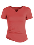 Short sleeve yoga top, round neck, solid color, fitness, sports, full of temperament, women's, strong elasticity, S~L