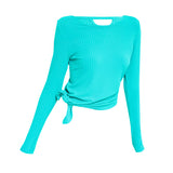Yoga tops, long sleeves, round neck, stripes, 3 colors to choose from, running, open back, slimming design, popular item, S~XL