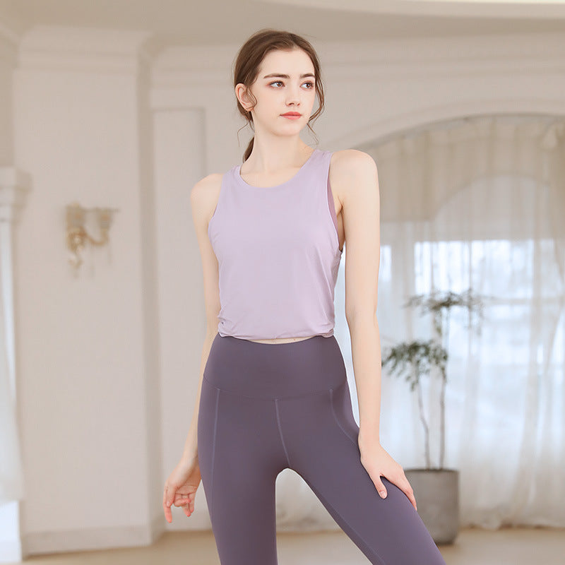 Yoga Tops Camisole Simple Elegant✿ Casual Comfortable Round Neck Sleeveless Solid Color 4 Colors to Choose from Breathable Quick Drying Openwork S~XL