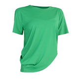 Yoga top, short sleeves, round neck, solid color, 4 colors to choose from, breathable, thin, irregular, casual, sweet, elegant, full of character, pretty, easy to match, S~XL