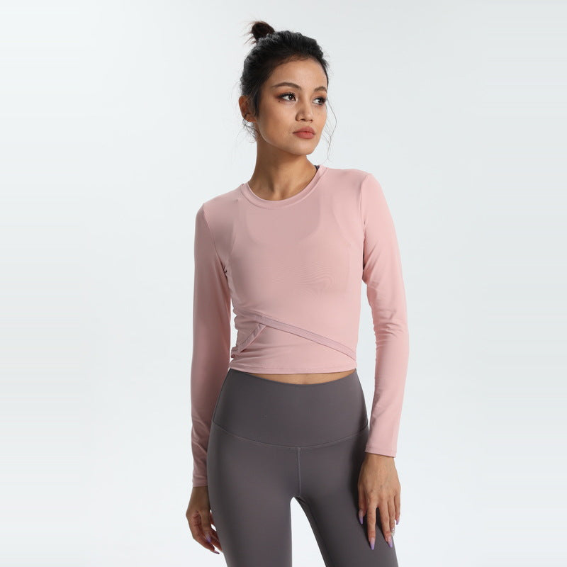 Yoga Tops Long Sleeve Round Neck 4 Colors to Choose From Switching High Waist Fitness Sports Breathable Stylish Elegant Sweet S~XL