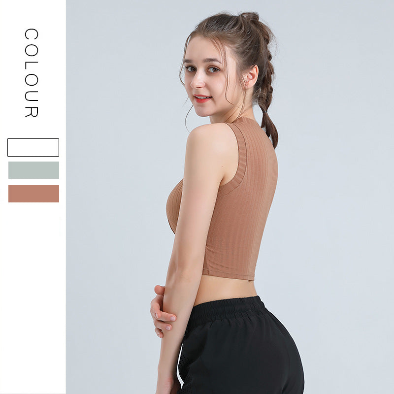 Tank top, yoga top, beautiful back, tight, no shaking, belly button exposed, high neck, quick drying, breathable, casual, slim, easy to match, sports, running, 3 colors available, SL