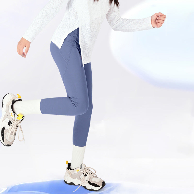 キッズヨガ レギンス 無地 フリル 3色 ハイウエスト ポケット 速乾 スポーツ お腹カバー 軽さ ランニング ストレッチ タイツ スパッツ ピラティス フィットネス 女の子 子供服 ジュニア 7-11歳 120-150