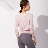 Long sleeve yoga top, round neck, long sleeve, solid color, fitness, sports, full of temperament, training, women's, S~L