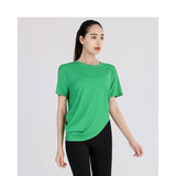Yoga top, short sleeves, round neck, solid color, 4 colors to choose from, breathable, thin, irregular, casual, sweet, elegant, full of character, pretty, easy to match, S~XL