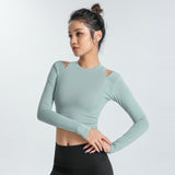 Yoga tops, long sleeves, slim, round neck, solid color, 4 colors to choose from, thin, fitness, super flattering, cute, feminine, pretty, S~XL