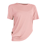 Yoga top, short sleeves, round neck, solid color, 4 colors to choose from, breathable, thin, irregular, casual, sweet, elegant, full of character, pretty, easy to match, S~XL