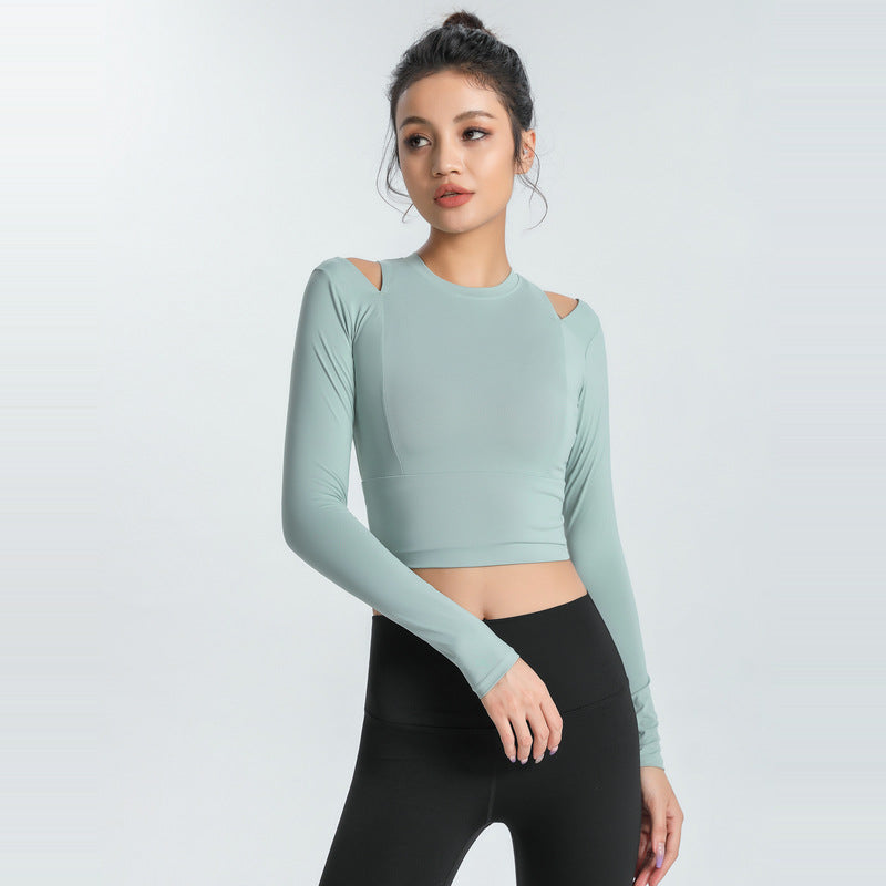 Yoga tops, long sleeves, slim, round neck, solid color, 4 colors to choose from, thin, fitness, super flattering, cute, feminine, pretty, S~XL