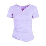 Yoga top, short sleeve, V-neck, 6 colors to choose from, breathable, quick-drying, sweat-absorbent, lightweight, sports, slimming, sweet, stylish, elegant, everyday, charming, S~XL