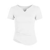 Yoga top, short sleeve, V-neck, 6 colors to choose from, breathable, quick-drying, sweat-absorbent, lightweight, sports, slimming, sweet, stylish, elegant, everyday, charming, S~XL
